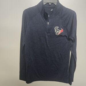 Houston Texans Mens S Quarter Zip Navy Blue Pullover Logo Athletic Sweatshirt